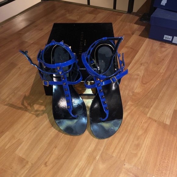 Philip Plein blue studded flat sandal - Picture 1 of 6